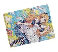 Merchandmanía Puzzle Pequeño tamaño Aprox. A5 de 48 Piezas con Marco Libro Anime Alicia Pais Maravillas Cuento Clasico Rompecabezas puzle para Adulto