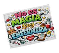 Merchandmanía Puzzle Pequeño tamaño Aprox. A5 de 48 Piezas con Marco Meme Frase Graciosa no es Magia Soy Enfermera Rompecabezas puzle para Adulto