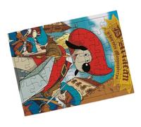 Merchandmanía Puzzle Pequeño tamaño Aprox. A5 de 48 Piezas con Marco Mosqueteros Perros Francia Medieval Dibujos Rompecabezas puzle para Adulto