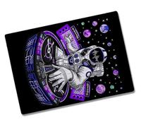 Merchandmanía Puzzle Pequeño tamaño Aprox. A5 de 80 Piezas Astronauta DJ Musica Retro Poster Planetas Futuro Rompecabezas puzle para Adulto