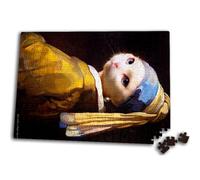 Merchandmanía Puzzle tamaño Aprox. A3 de 192 Piezas Cuadro Arte ja Joven de la Perla Gata Gato Linda Cute Rompecabezas puzle para Adulto