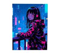Merchandmanía Puzzle tamaño Aprox. A4 de 35 Piezas Chica estetica vaporware Retro ciberpunk Futuro Rompecabezas puzle para Adulto