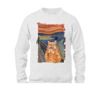MERCHANDMANIA Sudadera A3 Cuadro Arte el Grito del Gato Gracioso Risa Animal Sweatshirt