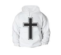 MERCHANDMANIA Sudadera con Capucha A3 Cruz Cristiana Cristo Jesus Hijo de Dios Iglesia con Bolsillos