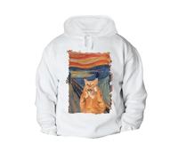 MERCHANDMANIA Sudadera con Capucha A3 Cuadro Arte el Grito del Gato Gracioso Risa Animal con Bolsillos