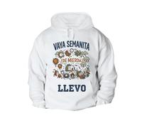 MERCHANDMANIA Sudadera con Capucha A3 Frase Graciosa Valla semanita Que llevo Problemas con Bolsillos