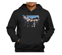 MERCHANDMANIA Sudadera Negra con Capucha Chicos Cantantes Famosos Mention me Deja VU Adulto Poliester algodón Sweatshirt
