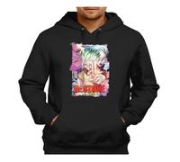 MERCHANDMANIA Sudadera Negra con Capucha Manga dr Stone Temporada Cuatro Personajes Ciencia Adulto Poliester algodón Sweatshirt