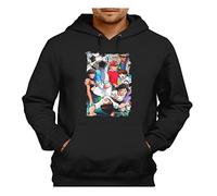 MERCHANDMANIA Sudadera Negra con Capucha Oliver y Benji Capitan Tsubasa Adulto Poliester algodón Sweatshirt.