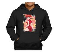 MERCHANDMANIA Sudadera Negra con Capucha Ranma 1/2 Serie Amor Humor ecchi Waifu Chica Adulto Poliester algodón Sweatshirt