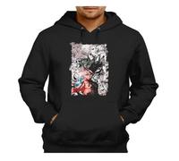 MERCHANDMANIA Sudadera Negra con Capucha Serie Anime dr Stone Manga Piedra Ciencia senku Adulto Poliester algodón Sweatshirt
