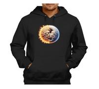 MERCHANDMANIA Sudadera Negra con Capucha simbolo Sol y Luna Amor Astros astrologia Astral Adulto Poliester algodón Sweatshirt