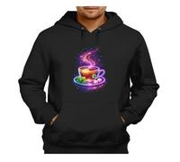 MERCHANDMANIA Sudadera Negra con Capucha te Astral Galaxia astrologia magico Magia Colores Arcoiris Adulto Poliester algodón Sweatshirt