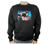 MERCHANDMANIA Sudadera Negra Oliver y Benji Capitan Tsubasa Futbol Infantil Adulto Poliester algodón Sweatshirt