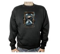 MERCHANDMANIA Sudadera Negra Reloj astrologia Galaxia Cosmos Universo Tiempo Adulto Poliester algodón Sweatshirt
