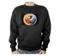 MERCHANDMANIA Sudadera Negra simbolo Sol y Luna Amor Astros astrologia Astral Adulto Poliester algodón Sweatshirt