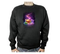 MERCHANDMANIA Sudadera Negra te Astral Galaxia astrologia magico Magia Colores Arcoiris Adulto Poliester algodón Sweatshirt