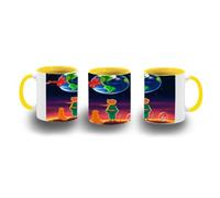 MERCHANDMANIA Taza Amarilla el principito luna tierra estrellas universo fantasia zorro color mug