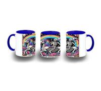 MERCHANDMANIA Taza Azul carta tarot graciosa meme alegria locura unicornio fiesta color mug