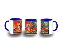 MERCHANDMANIA Taza Azul cartel retro robot terror pelicula tecnologia futuro color mug