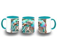 MERCHANDMANIA Taza Azul Cielo carta tarot graciosa meme vivo café dormido despierto color mug