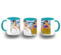MERCHANDMANIA Taza Azul Cielo cuadro arte feminista Frida Kahlo, Las Dos Fridas color mug