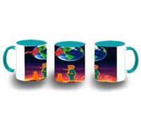 MERCHANDMANIA Taza Azul Cielo el principito luna tierra estrellas universo fantasia zorro color mug
