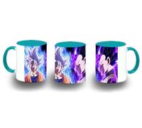 MERCHANDMANIA Taza Azul Cielo luchadores serie peleas dioses angeles bolas dibujos color mug