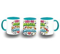 MERCHANDMANIA Taza Azul Cielo meme frase graciosa no es magia soy enfermera color mug