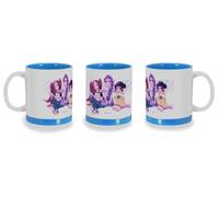 MERCHANDMANIA Taza Azul con franja decorativa chicas cantantes lindas cute kawaii chibi pelicula anime color mug