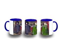 MERCHANDMANIA Taza Azul cuadro arte Jan van Eyck, El retrato de Arnolfini color mug