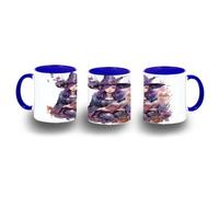 MERCHANDMANIA Taza Azul fanart bruja libro hechizos dibujo flores bosque color mug