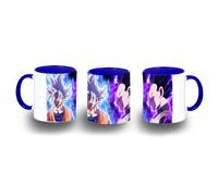 MERCHANDMANIA Taza Azul luchadores serie peleas dioses angeles bolas dibujos color mug