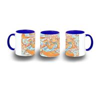 MERCHANDMANIA Taza Azul therian furry animal sirena pez chica girl kawaii cute color mug