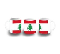 MERCHANDMANIA Taza Blanca bandera libano pais oriente medio gobierno libanes color mug