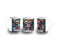 MERCHANDMANIA Taza Blanca carta tarot graciosa meme locura estress tormenta mental color mug