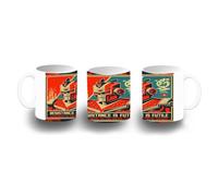 MERCHANDMANIA Taza Blanca cartel retro robot terror pelicula tecnologia futuro color mug