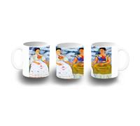MERCHANDMANIA Taza Blanca cuadro arte feminista Frida Kahlo, Las Dos Fridas color mug