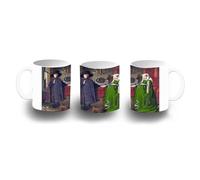 MERCHANDMANIA Taza Blanca cuadro arte Jan van Eyck, El retrato de Arnolfini color mug