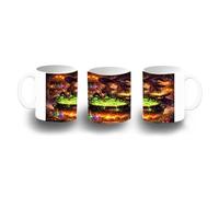 MERCHANDMANIA Taza Blanca dibujo bruja maga caldero mistico magia astral color mug