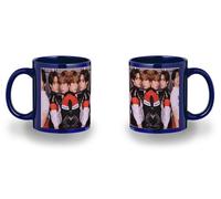 MERCHANDMANIA Taza completamente Azul recuadro album cantantes canciones BFF double take black mug jarra cerveza te infusión