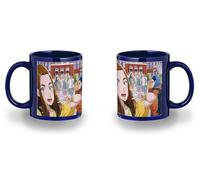 MERCHANDMANIA Taza completamente Azul recuadro anime serie Darwin Jihen dibujos mono evolucion black mug jarra cerveza te infusión