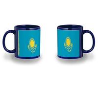 MERCHANDMANIA Taza completamente Azul recuadro bandera kazajistan pais oriente medio black mug jarra cerveza te infusión