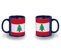 MERCHANDMANIA Taza completamente Azul recuadro bandera libano pais oriente medio gobierno libanes black mug jarra cerveza te infusión
