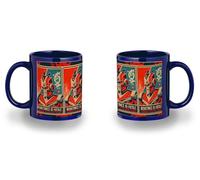 MERCHANDMANIA Taza completamente Azul recuadro cartel retro robot terror pelicula tecnologia futuro black mug jarra cerveza te infusión