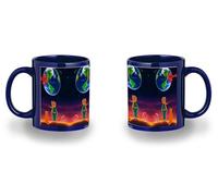 MERCHANDMANIA Taza completamente Azul recuadro el principito luna tierra estrellas universo fantasia zorro black mug jarra cerveza te infusión