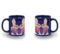 MERCHANDMANIA Taza completamente Azul recuadro el principito rosa amor estrellas espacio historia black mug jarra cerveza te infusión