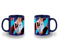 MERCHANDMANIA Taza completamente Azul recuadro kaiijuu num 8 kafka hibino anime fanart shonen black mug jarra cerveza te infusión