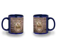 MERCHANDMANIA Taza completamente Azul recuadro logo club buscador de setas recolector campo black mug jarra cerveza te infusión