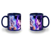 MERCHANDMANIA Taza completamente Azul recuadro luchadores serie peleas dioses angeles bolas dibujos black mug jarra cerveza te infusión